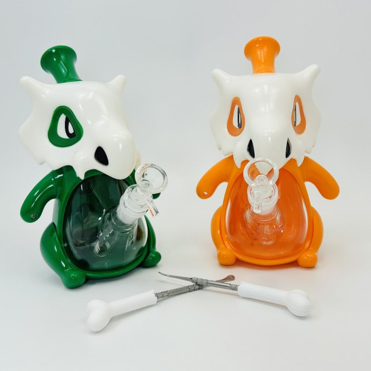 Cubone Waterpipe - 9 Inches (H292)-Green-White