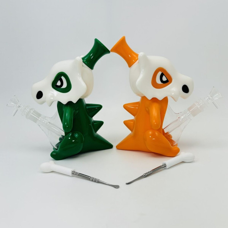 Cubone Waterpipe - 9 Inches (H292)-Green-White