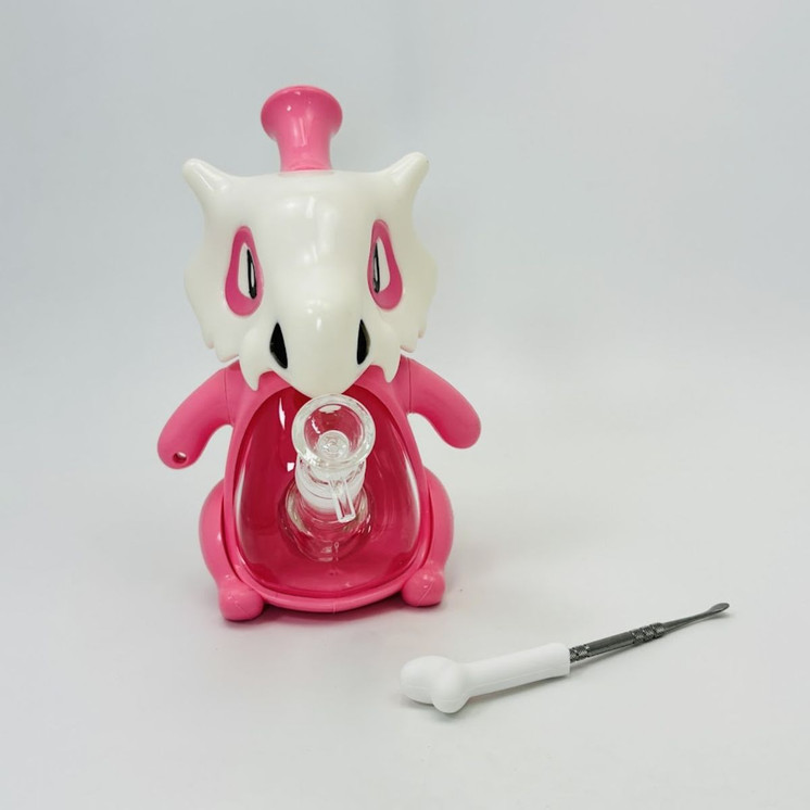 Cubone Waterpipe - 9 Inches (H292)-PINK-WHITE