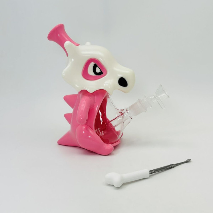 Cubone Waterpipe - 9 Inches (H292)-PINK-WHITE