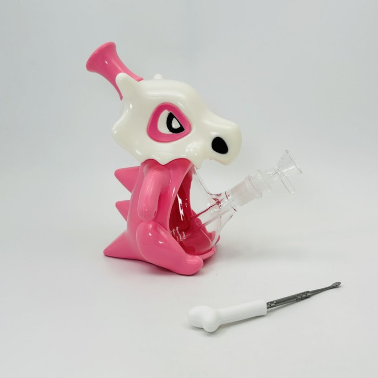 Cubone Waterpipe - 9 Inches (H292)-PINK-WHITE