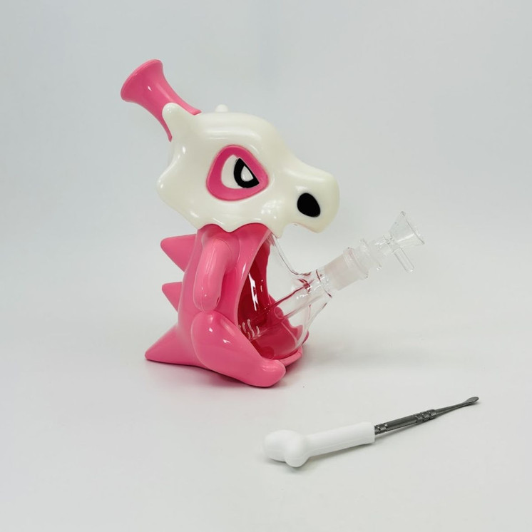Cubone Waterpipe - 9 Inches (H292)-PINK-WHITE