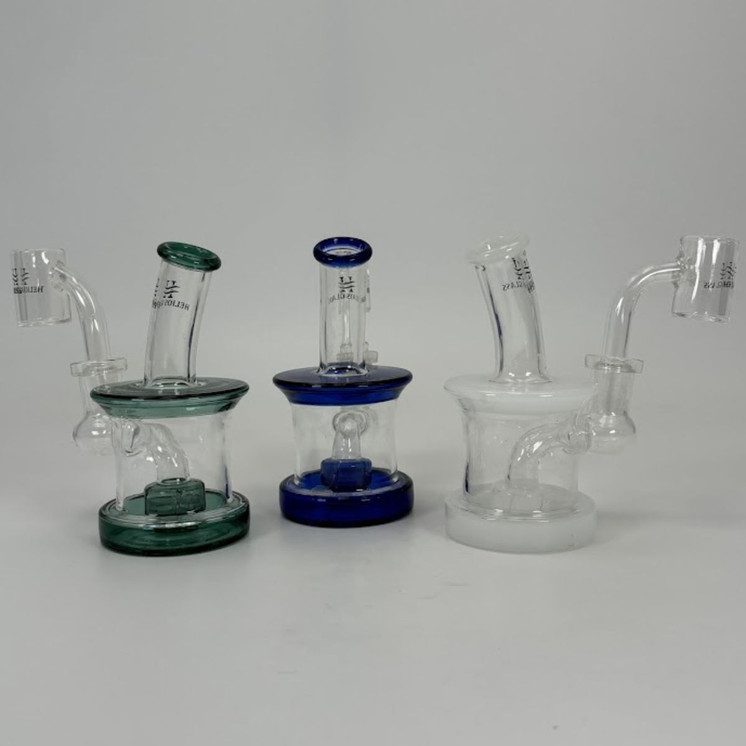  Helios - Glass Waterpipe Mini Barrel With Showerhead Perc -  5 Inches - Assorted Colors