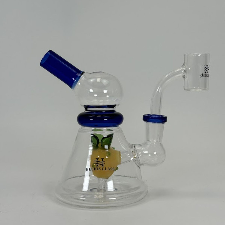 Helios - Glass Waterpipe Bell Vase With Pineapple Perc - 6 Inches - Assorted Colors