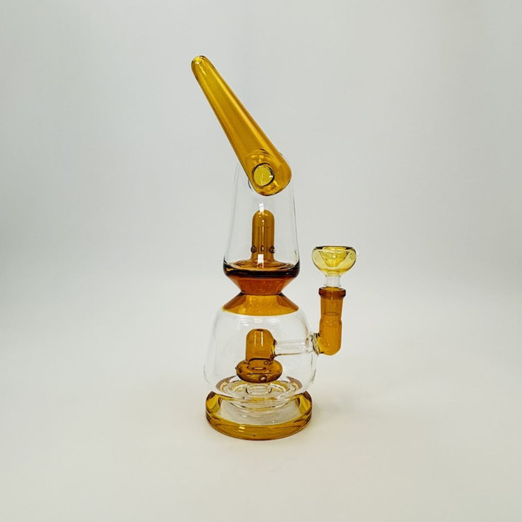 Waterpipe Mouthpiece With Dual UFO Perc - 45 Degree - 10 Inches - RH-232