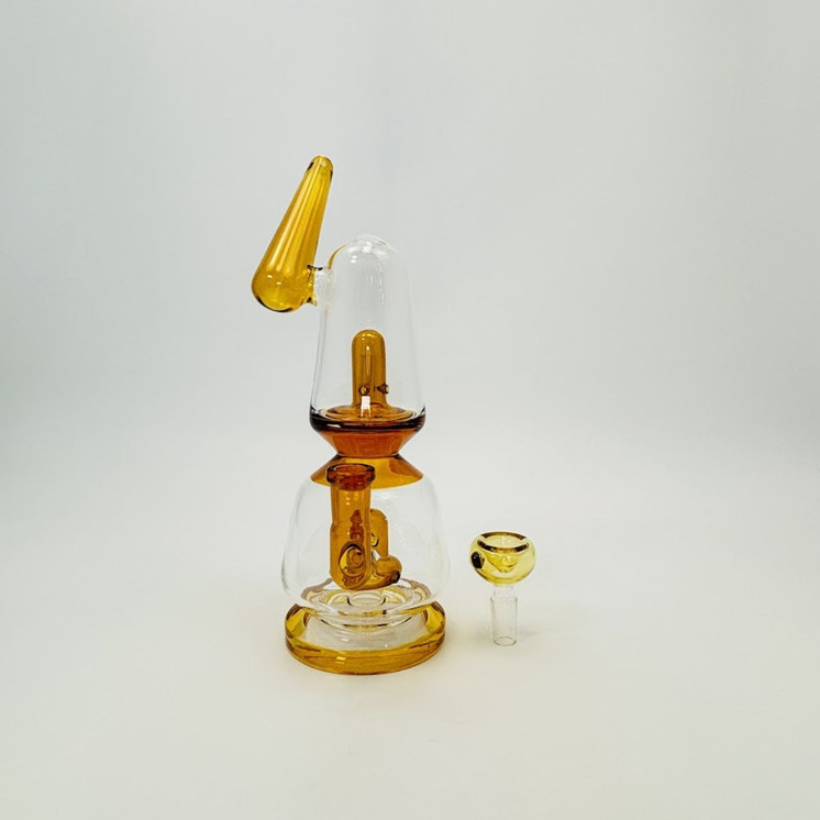 Waterpipe Mouthpiece With Dual UFO Perc - 45 Degree - 10 Inches - RH-232