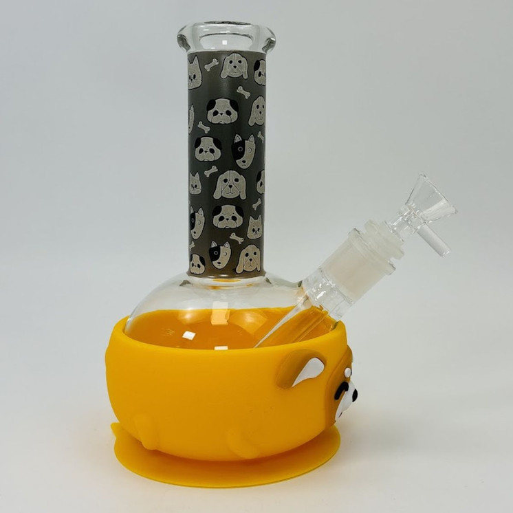 Silicone Waterpipe With Protector - Glow in the Dark - 8 Inches - Assorted Colors - Price Per Piece