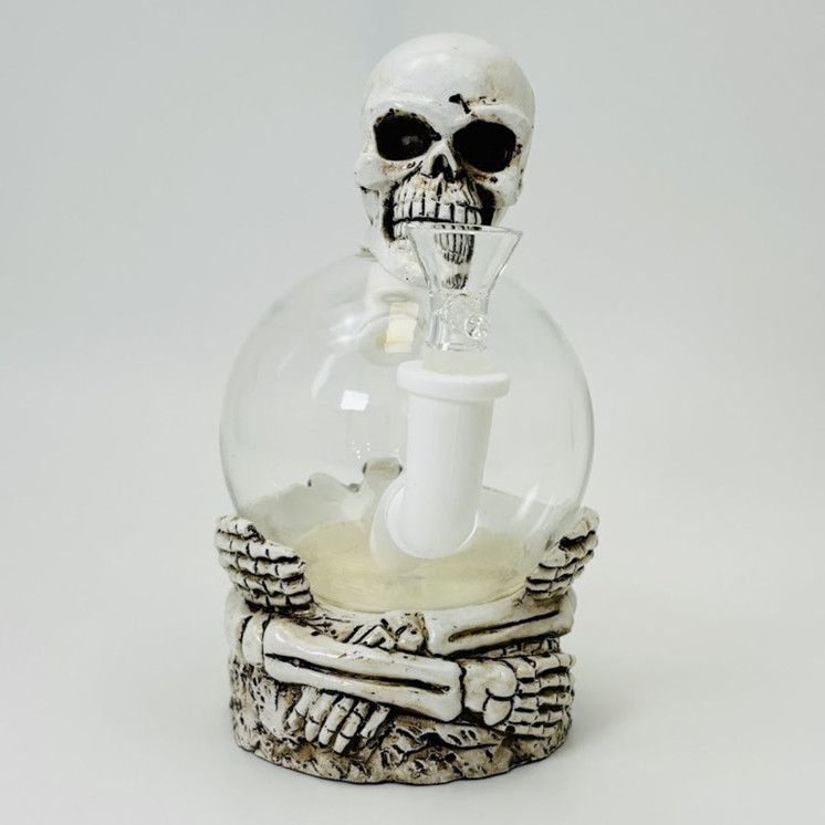 Resin Skull head Waterpipe - 7inches - H325