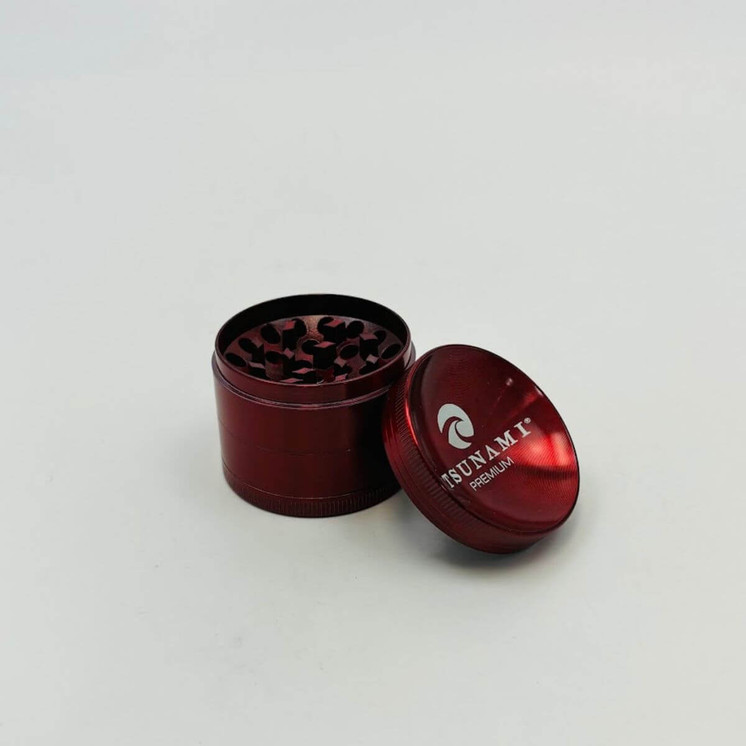 Tsunami Dry Herb Grinder - 50mm - 4 Parts-red color