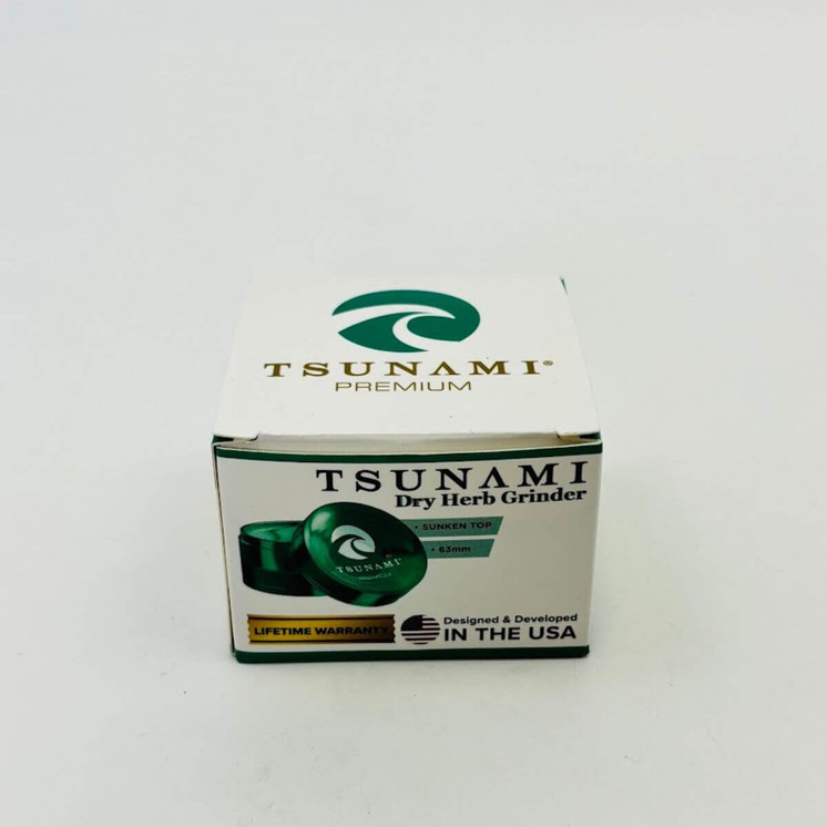 Tsunami Dry Herb Grinder - 63mm - 4 Parts- green color
