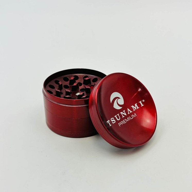 Tsunami Dry Herb Grinder - 63mm - 4 Parts- red color