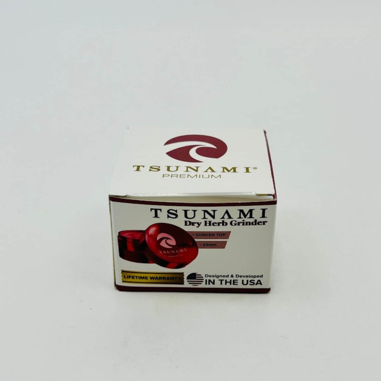 Tsunami Dry Herb Grinder - 63mm - 4 Parts- red color