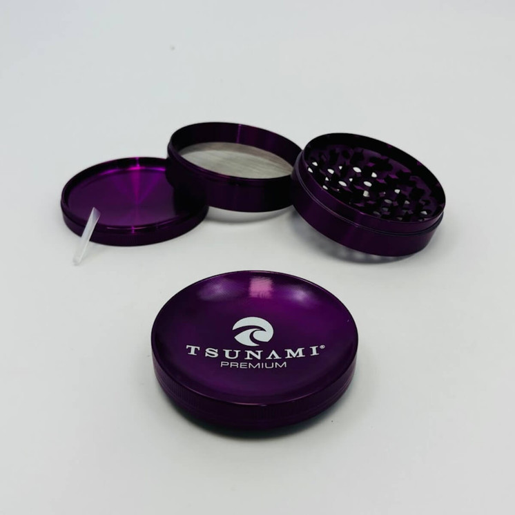 Tsunami Dry Herb Grinder - 75mm - 4 Parts-purple