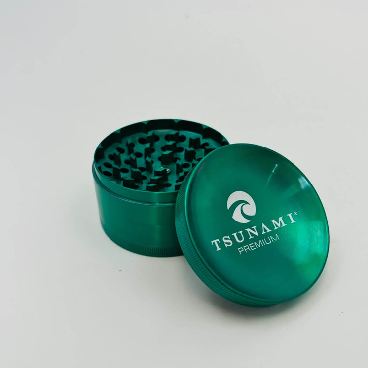 Tsunami Dry Herb Grinder - 75mm - 4 Parts-green color