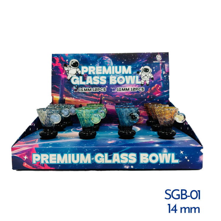 Sense Glass Premium Male Glass Bowl - 12 Counts Per Display