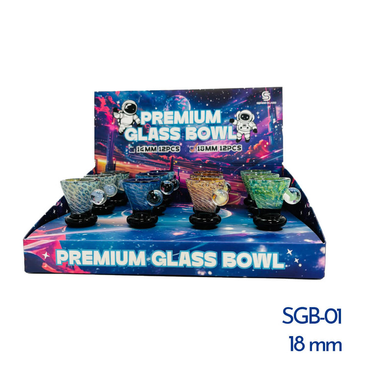 Sense Glass Premium Male Glass Bowl - 12 Counts Per Display
