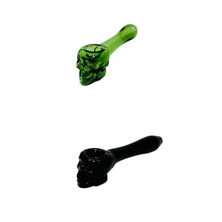 Glass Skull Handpipe - 3.5 Inch - Assorted - Price Per Piece - HPGC12