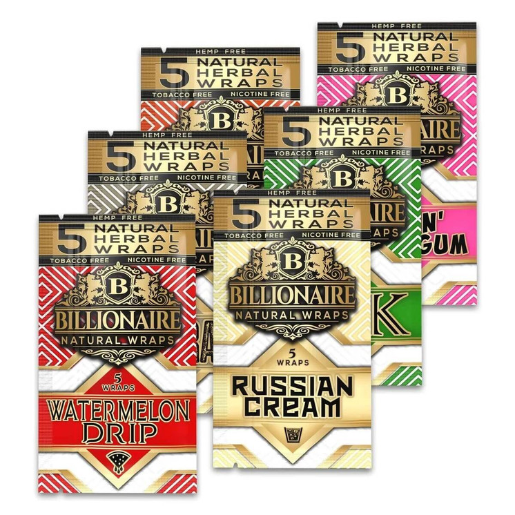 Billionaire Natural Wraps - 5 Counts Per Pack - 25 Packs Per Box