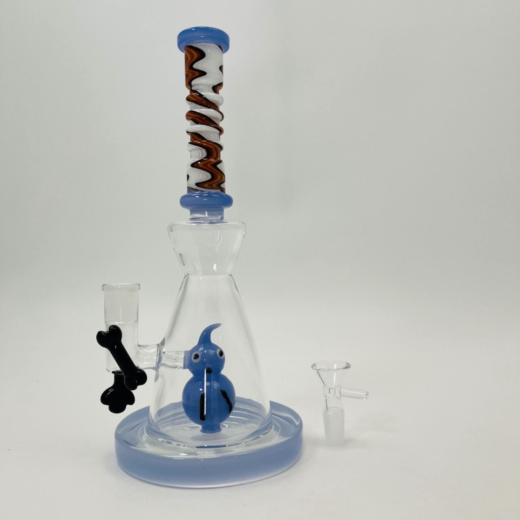 Twisted Neck Beaker Waterpipe With Character Perc - 11 Inch - Assorted - WP-3129