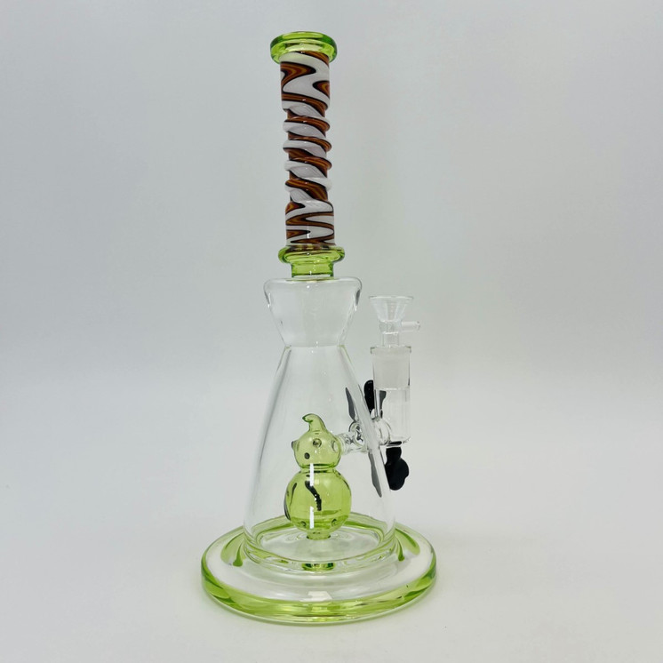 Twisted Neck Beaker Waterpipe With Character Perc - 11 Inch - Assorted - WP-3129