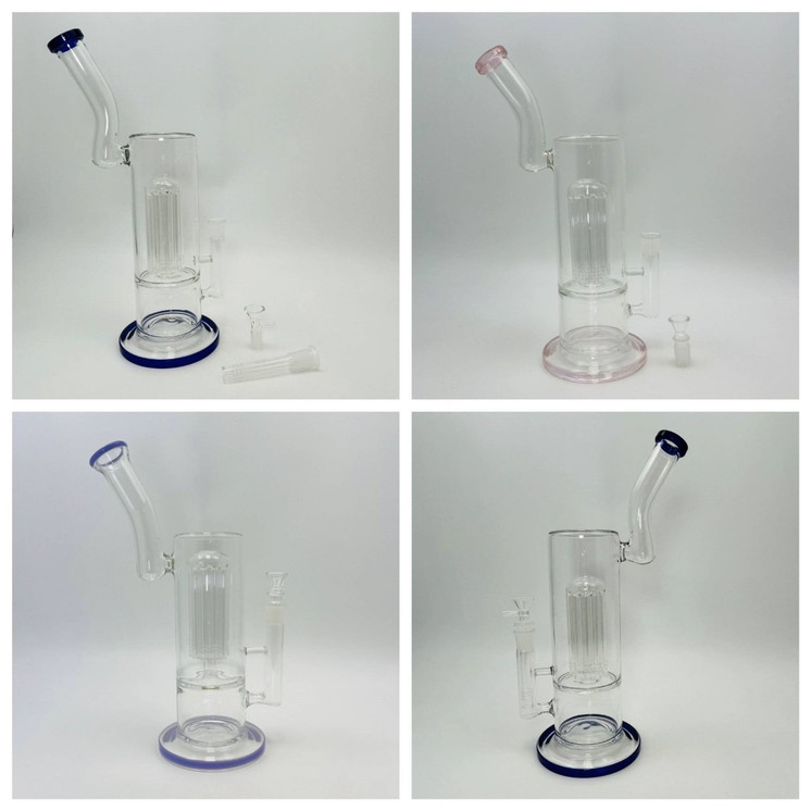 Bent Neck Waterpipe With Tree Perc - 14 Inch - Assorted - WP-2014