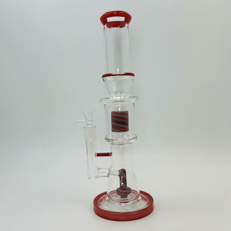 Straight Waterpipe With Dual Perc - 14 Inch - Assorted - WP-3323