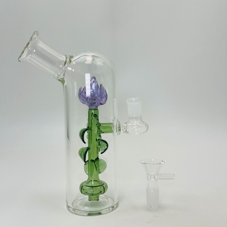 Waterpipe With Rose Perc - 8 Inch - Assorted - WP3396