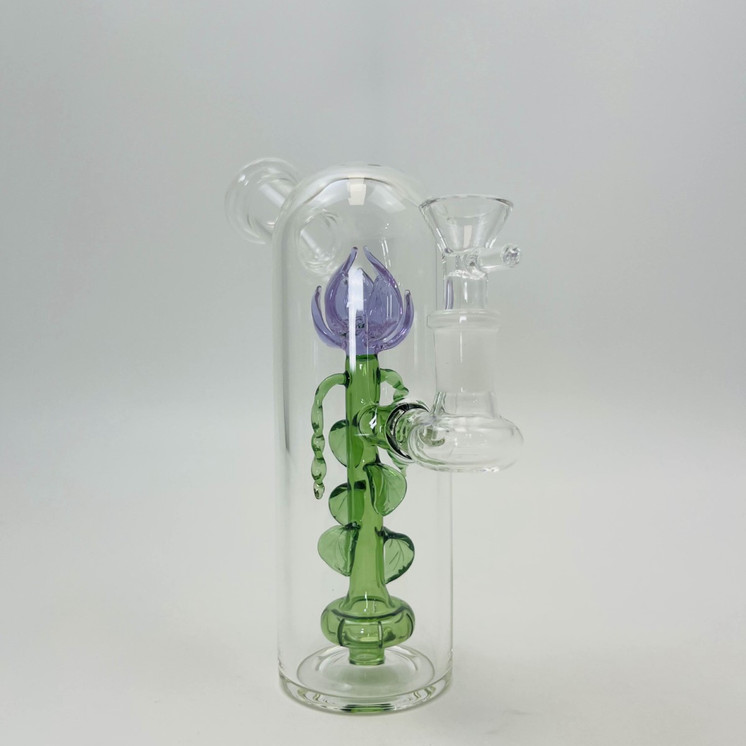 Waterpipe With Rose Perc - 8 Inch - Assorted - WP3396