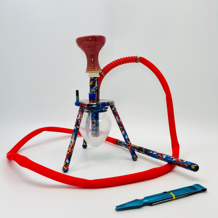 Amira Spider Hookah with Placid Print SPD - 12 Inch - 1 Hose