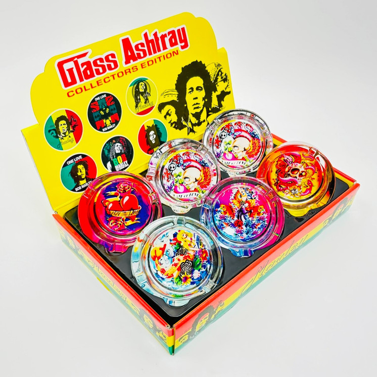Glass Ashtray - Assorted Designs - Price Per Piece