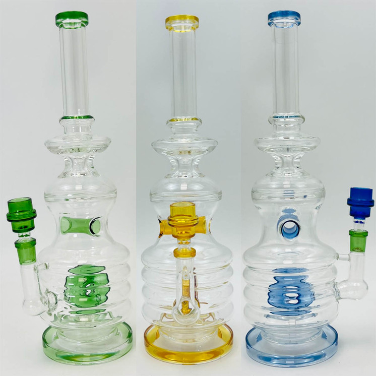 Double Perc Waterpipe - 15 Inch - WPAG311