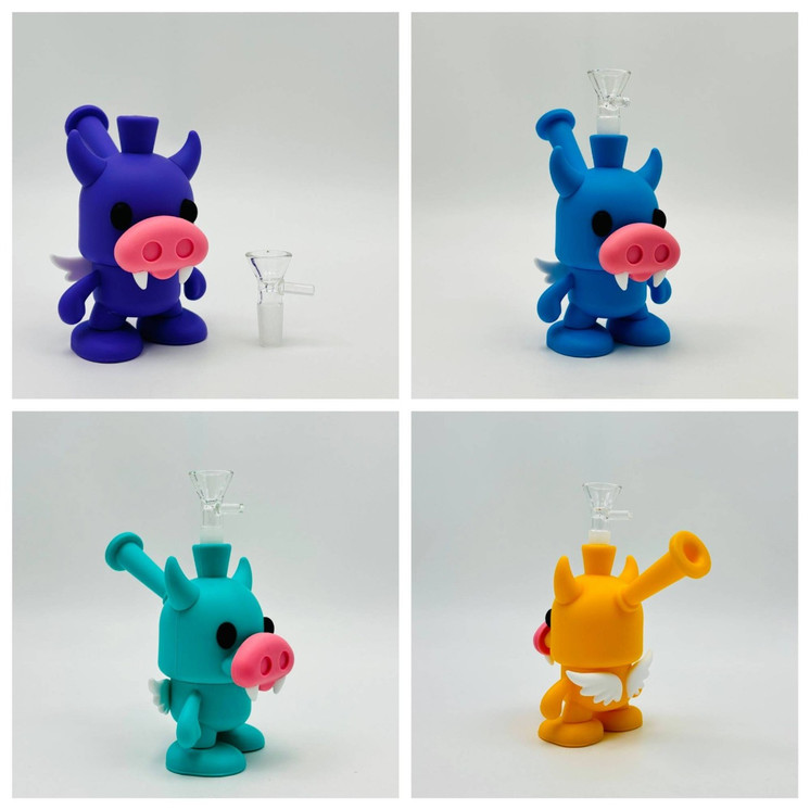 Evil Cow Silicone Waterpipe - 6 Inch - Assored - SL5094 - Price Per Piece