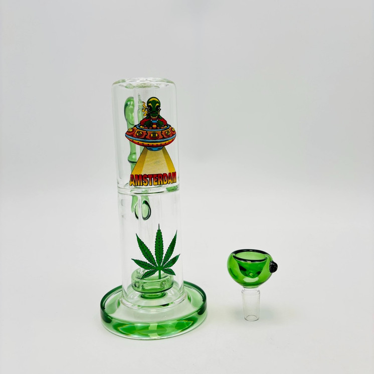 Straight Waterpipe With Showerhead Inline Perc - 8 Inch - Assorted - WPAG315 - Price Per Piece