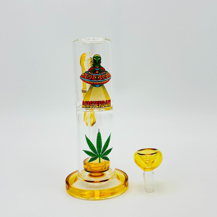 Straight Waterpipe With Showerhead Inline Perc - 8 Inch - Assorted - WPAG315 - Price Per Piece