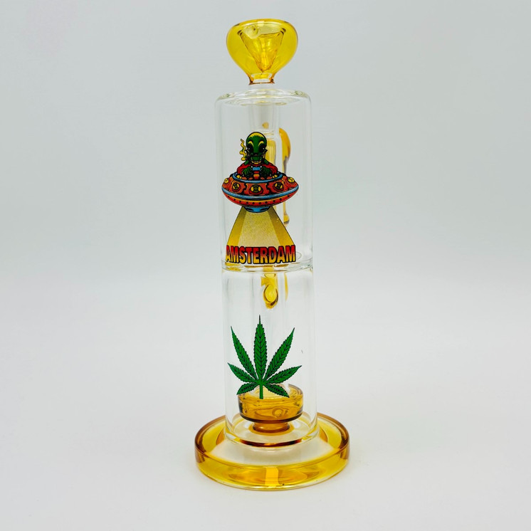 Straight Waterpipe With Showerhead Inline Perc - 8 Inch - Assorted - WPAG315 - Price Per Piece