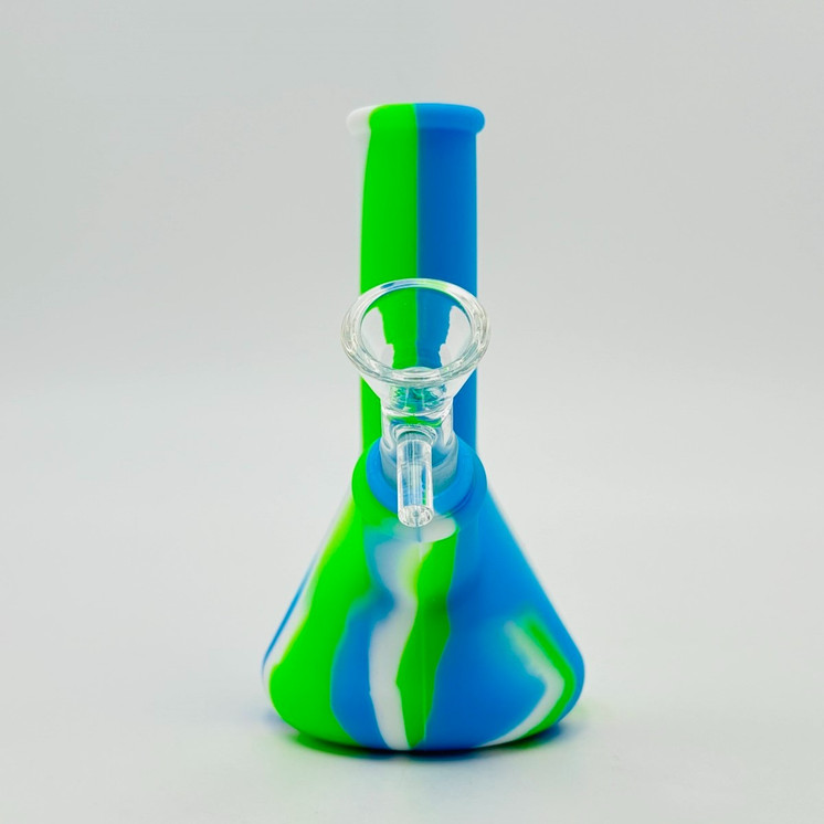 Colored Silicone Beaker Waterpipe - 5 Inch - with 14 mm Male Bowl or Banger