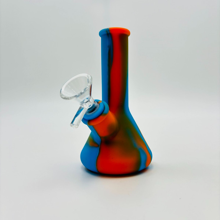 Colored Silicone Beaker Waterpipe - 5 Inch - with 14 mm Male Bowl or Banger