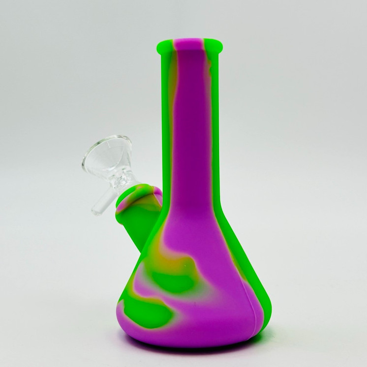 Colored Silicone Beaker Waterpipe - 5 Inch - with 14 mm Male Bowl or Banger