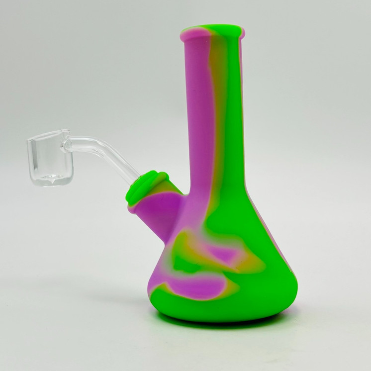 Colored Silicone Beaker Waterpipe - 5 Inch - with 14 mm Male Bowl or Banger