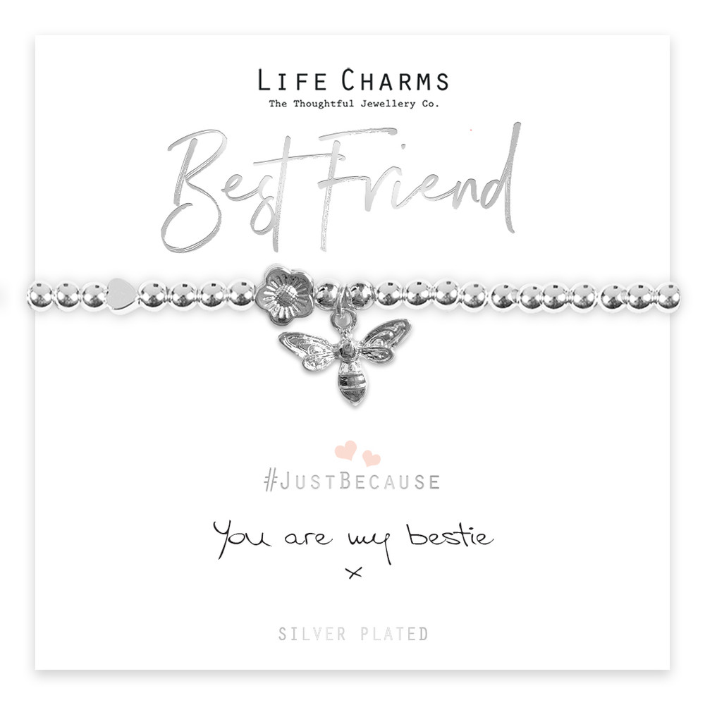 You Are My Bestie Bracelet | Bee and Flower Silver Bracelet