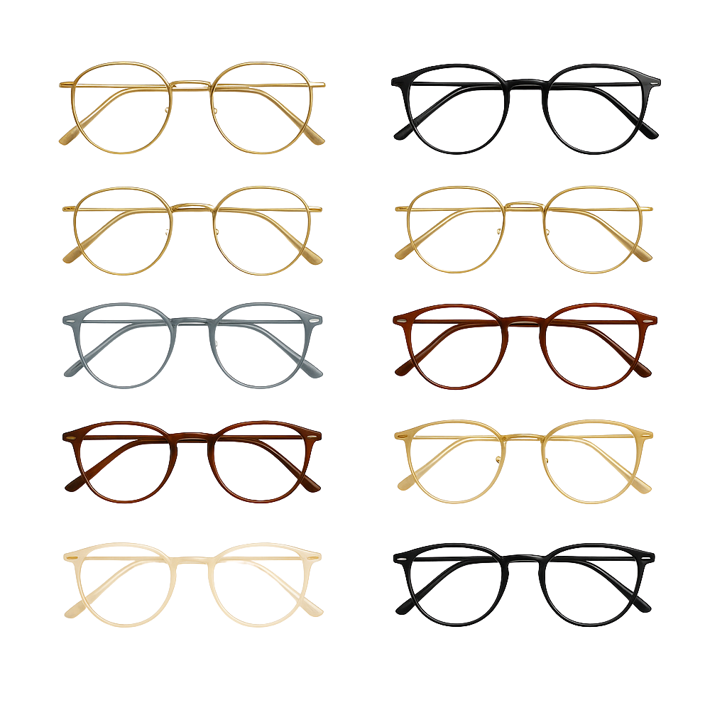 Optical display board with eyeglass frames