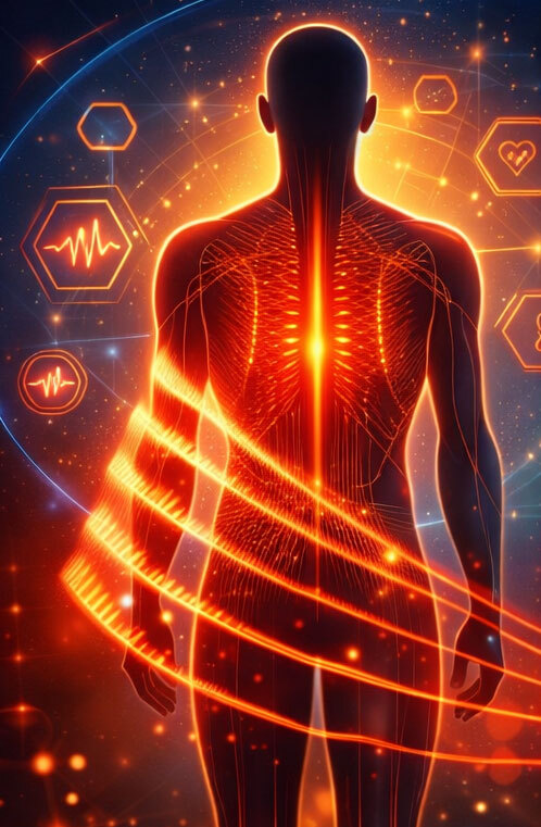 Illustration of infrared therapy affecting the body