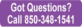 Graphic with text saying, "Got Questions? Call 850-348-1541".