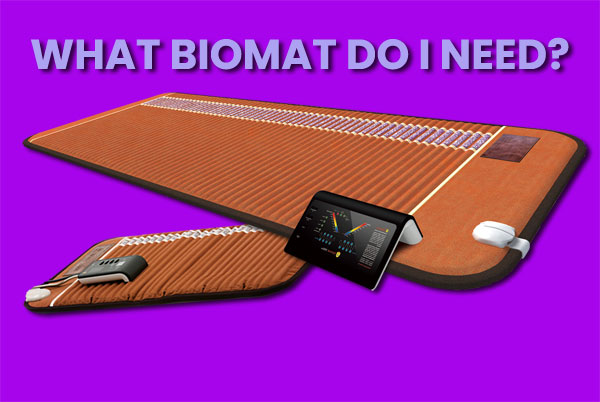 Professional and Mini Biomats against a purple background that has the following heading: "What Biomat do I need?"