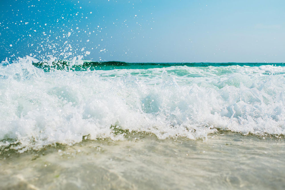 Waves crashing at a beach