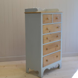 Harry's Tall Dresser- blue gray with pine drawers and top