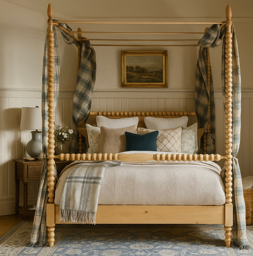 English Farmhouse Spindle Canopy Bed
