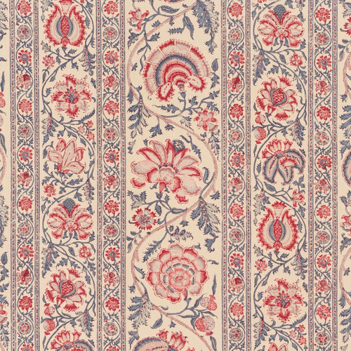 Bennison Coromandel - Blue Red on Beige