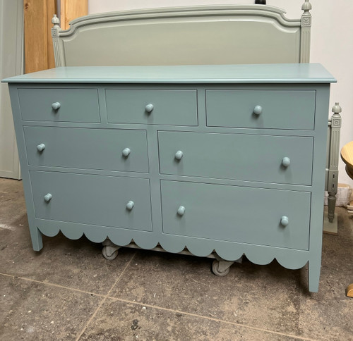 English Farmhouse Furniture in Cottage Scalloped Dresser in Farrow & Ball Light Blue
