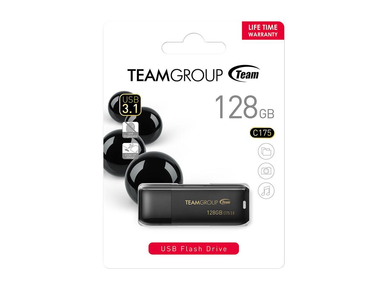 TEAM C175 128GB USB 3.0 Pen Drive-Black